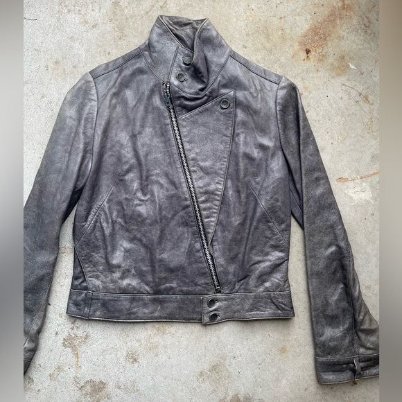 Designer Moto biker leather Jacket Distressed Futuristic Runway Motorcycle 36 XS - Picture 3 of 16